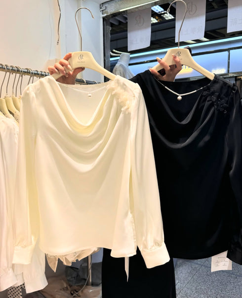 Cowl Neckline Long Sleeves